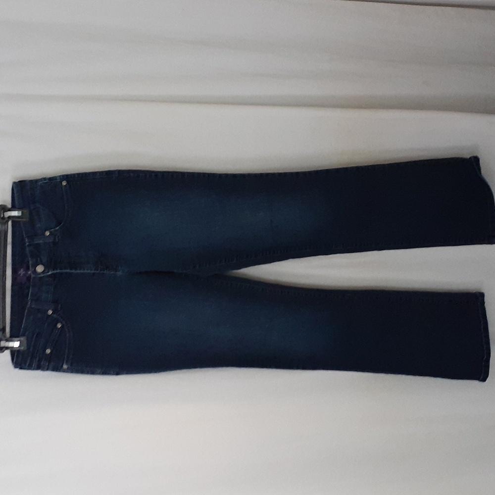 NYDJ Jeans Women Size 8 Dark Blue Booth Cut Lift Tuck Technology Grunge